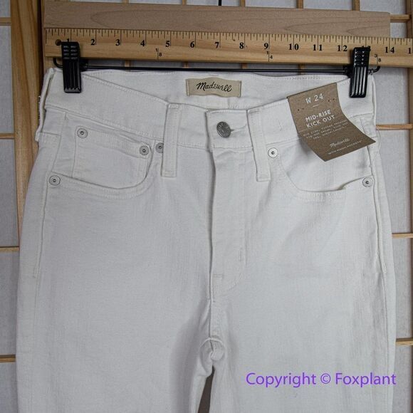 NEW Madewell Kick Out Crop Jeans in pure white, 24 - Picture 7 of 16